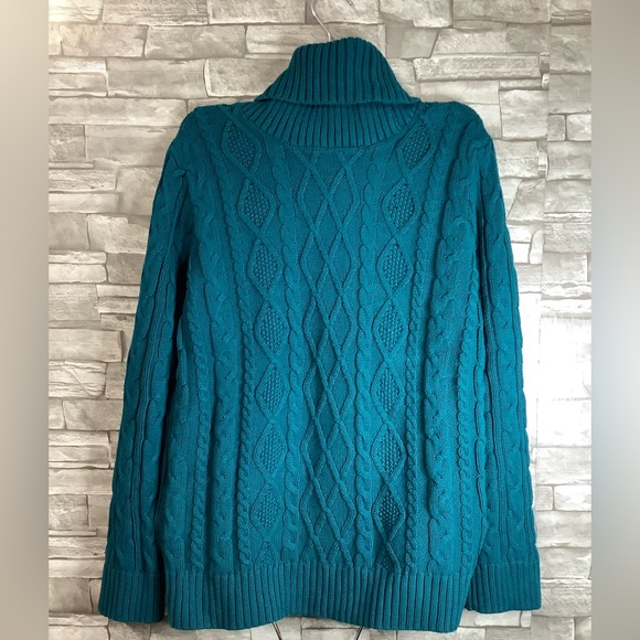 Jeanne Pierre Cotton Cable Knit Sweater in Green L (W456) - Picture 2 of 10